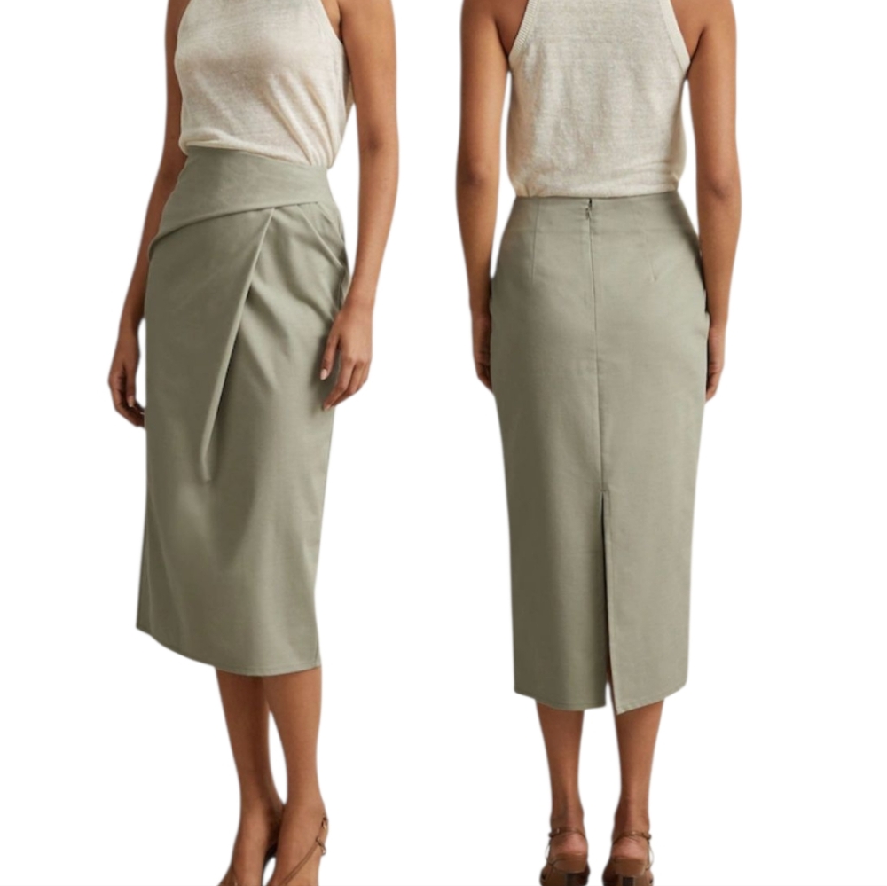 Reiss Nadia Cotton Blend Wrap Skirt